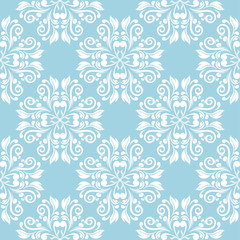 Blue and white floral seamless pattern