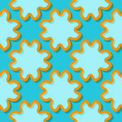 Seamless background with 3d floral blue and orange elements