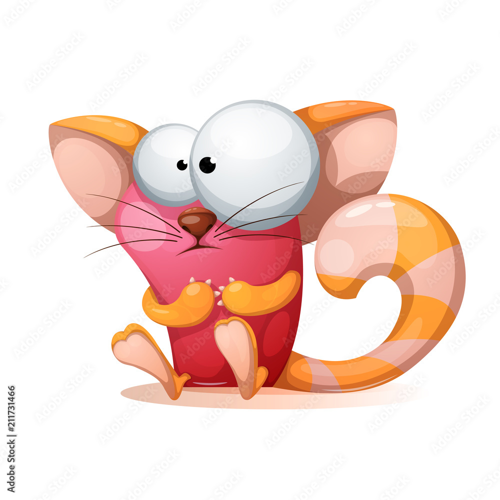 Wall mural funny, cute, crazy cartoon characters cat vector eps 10