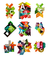 Naklejka premium Collection of paper geometric infographics, a b c process options, presentation layouts