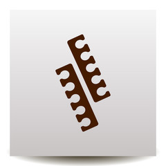 toe separator vector icon on a realistic paper background with shadow. Flat design style