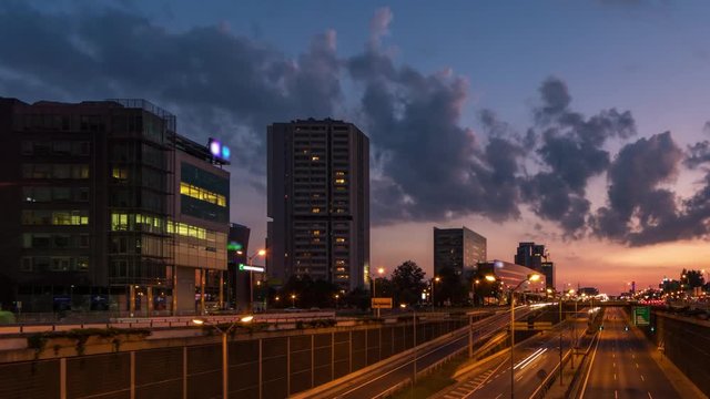 Katowice, night traffic 03 (4k time lapse)