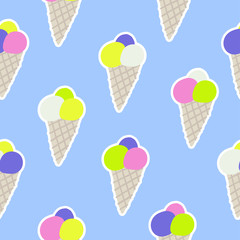 Seamless pattern with ice cream in sketch style.