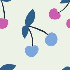 Seamless pattern with cherry in sketch style.
