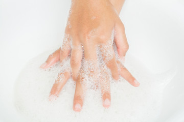 Hands clean  Care and Skin Care with Soap