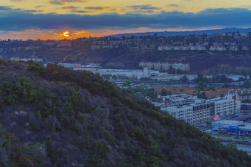 Sunset on Madison Avenue in San Diego, California.