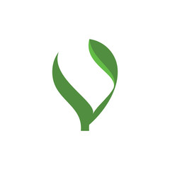 V logo letter with leaf design