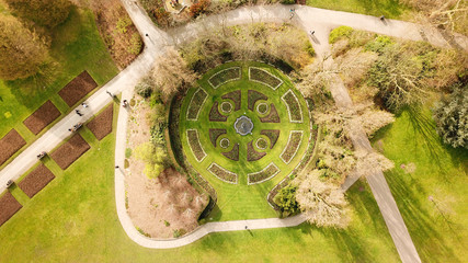 Aerial drone bird's eye view photo of iconic Regent's Park unique nature and Symetry of Queen...