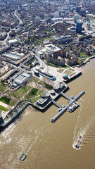 Aerial bird's eye view photo taken by drone of Greenwich village residential area by river Thames,...