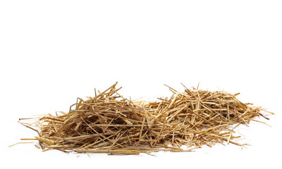 Straw pile isolated on white background and texture - obrazy, fototapety, plakaty