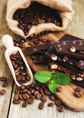 Chocolate and coffee beans