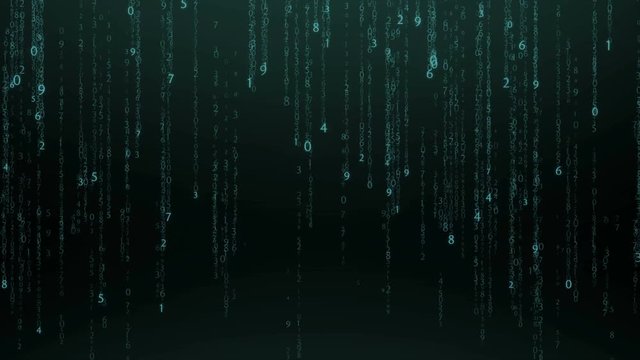 Matrix numbers falling background.