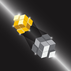 Create 3D cube design element with thunder light