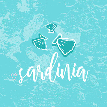 Sardinia Hand Drawn Doodle Sketch Seafood illustration. Nautical background for seafood or fish restaurants, bars, markets or festivals. Vector template