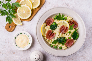 Traditional pasta with vegetables