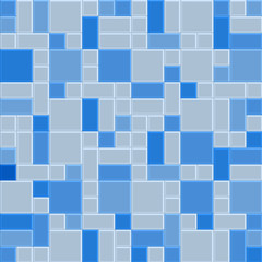 3D blue mosaic tile wall, vector illustration pattern background