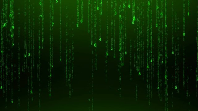 Matrix numbers falling background.