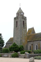 Fototapeta na wymiar l'église de Gattevile le phare dans le Cotentin en Normandie