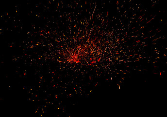 fire flames with sparks on black background
