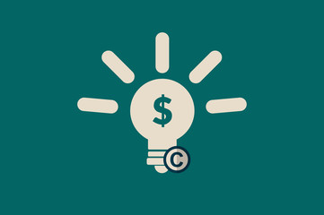 Millionaire idea. The idea is protected by copyright laws. represented by a light bulb. concept of intellectual property rights. Finance concept
