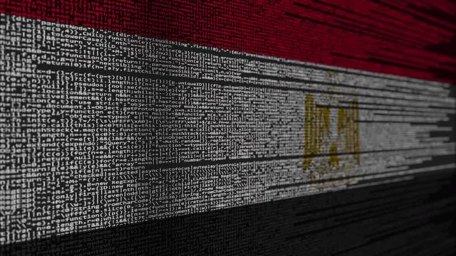 Program code and flag of Egypt. Egyptian digital technology or programming related loopable animation