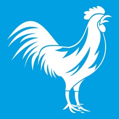 Gallic rooster icon white isolated on blue background vector illustration