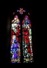 vitrail dans l'église de Gatteville le phare en Normandie dans la Manche, Cotentin