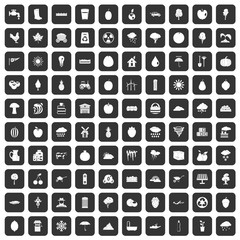 100 fruit icons set in black color isolated vector illustration