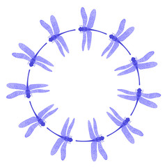 Stilized Dragonfly Isolated on White Background. Insect Logo Design. Aeschna Viridls