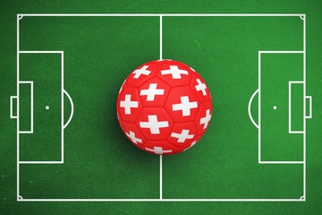 Composite image of football in switzerland colours