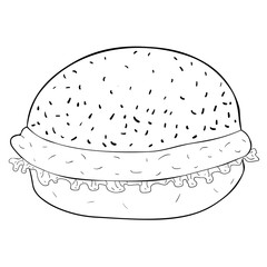 the is  hamburger with greens.  illustration