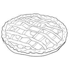 Round cake with berries lattice of dough bakery product.  illustration