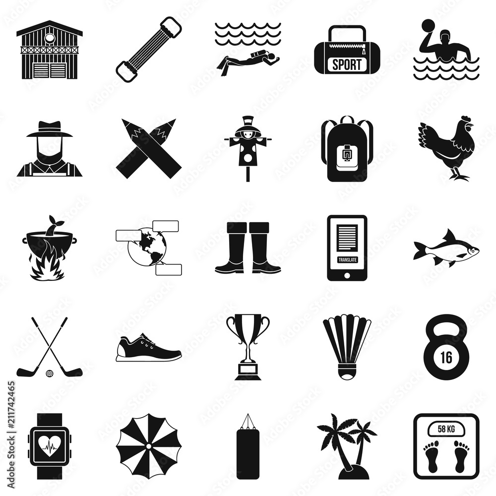 Poster underwater adventure icons set. simple set of 25 underwater adventure icons for web isolated on whit