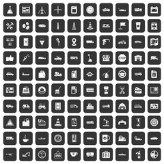 100 gas station icons set in black color isolated vector illustration
