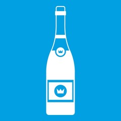 Champagne icon white isolated on blue background vector illustration