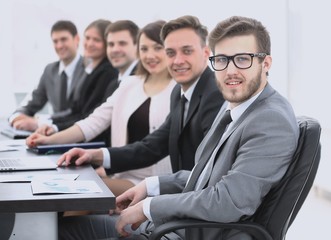 Fototapeta premium businessman and business team at the workplace