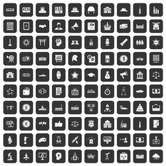 100 government icons set in black color isolated vector illustration