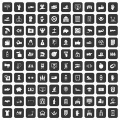 100 hand icons set in black color isolated vector illustration