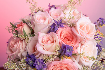 Wedding Pink roses bouquet. Wedding, Birthday, Mother's, Valentines, Women's Day concept
