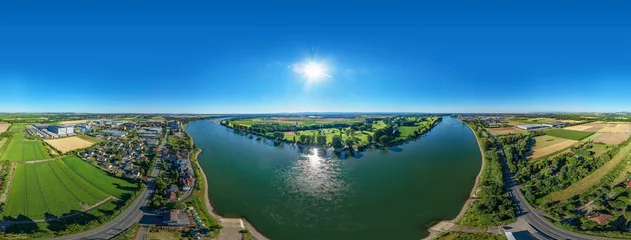 Foto auf Acrylglas 360° VR Luftbild Panorama der Rhein vor Rheindürkheim © Mathias Weil