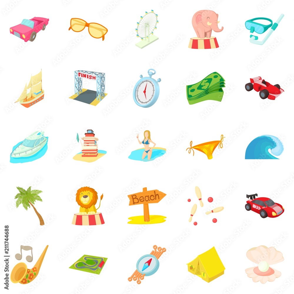 Poster persistence icons set. cartoon set of 25 persistence icons for web isolated on white background
