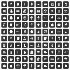 100 health food icons set in black color isolated vector illustration