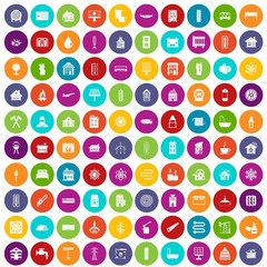 100 heating icons set in different colors circle isolated vector illustration