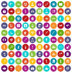 100 help icons set in different colors circle isolated vector illustration
