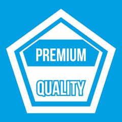 Premium quality label icon white isolated on blue background vector illustration
