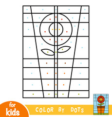 Color by dots, game for children, Flower