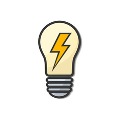 Light bulb icon cartoon with energy sign, stock vector illustration