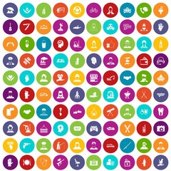 100 human resources icons set in different colors circle isolated vector illustration