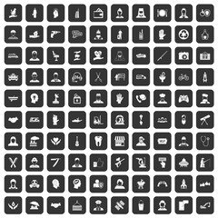 100 human resources icons set in black color isolated vector illustration