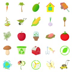 Garden icons set. Cartoon set of 25 garden icons for web isolated on white background